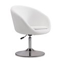 Manhattan Comfort Hopper Swivel Adjustable Height Faux Leather Chair in White and Polished Chrome AC036-WH